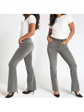 Betabrand Yoga Denim Bootcut Jeans Gray Pull On Stretch Pants Size M